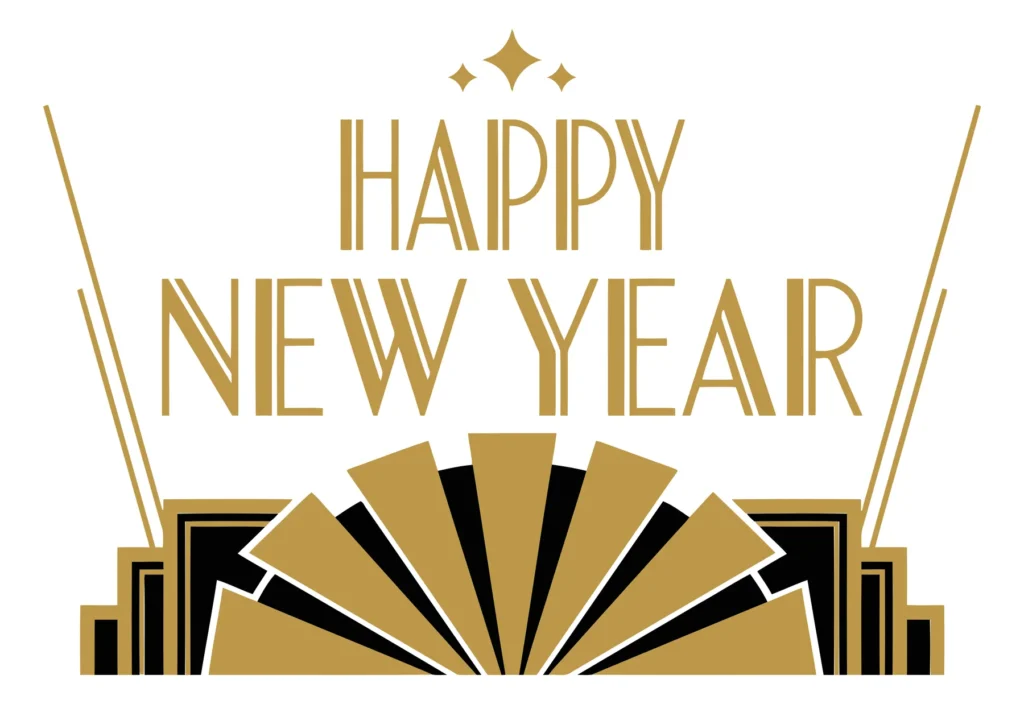 art deco style happy new year greeting card design