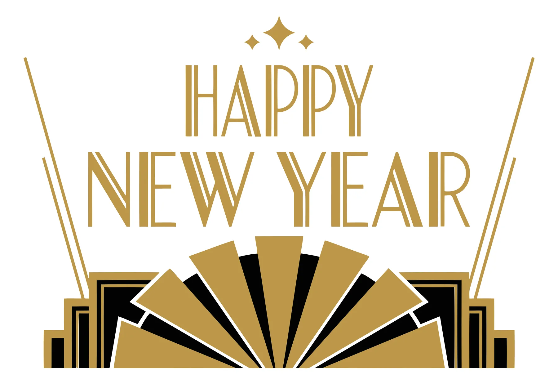 Art Deco Style Happy New Year Greeting Card Design