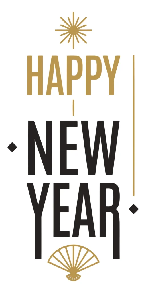 art deco style happy new year typography greeting design