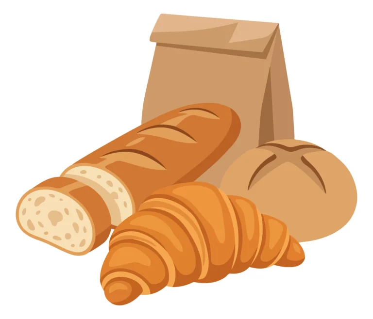 assorted fresh bakery products with paper bag
