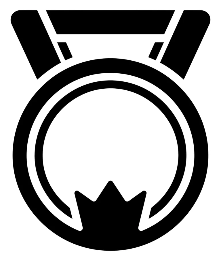 award medal icon with a crown emblem, representing achievement, victory, or top ranking