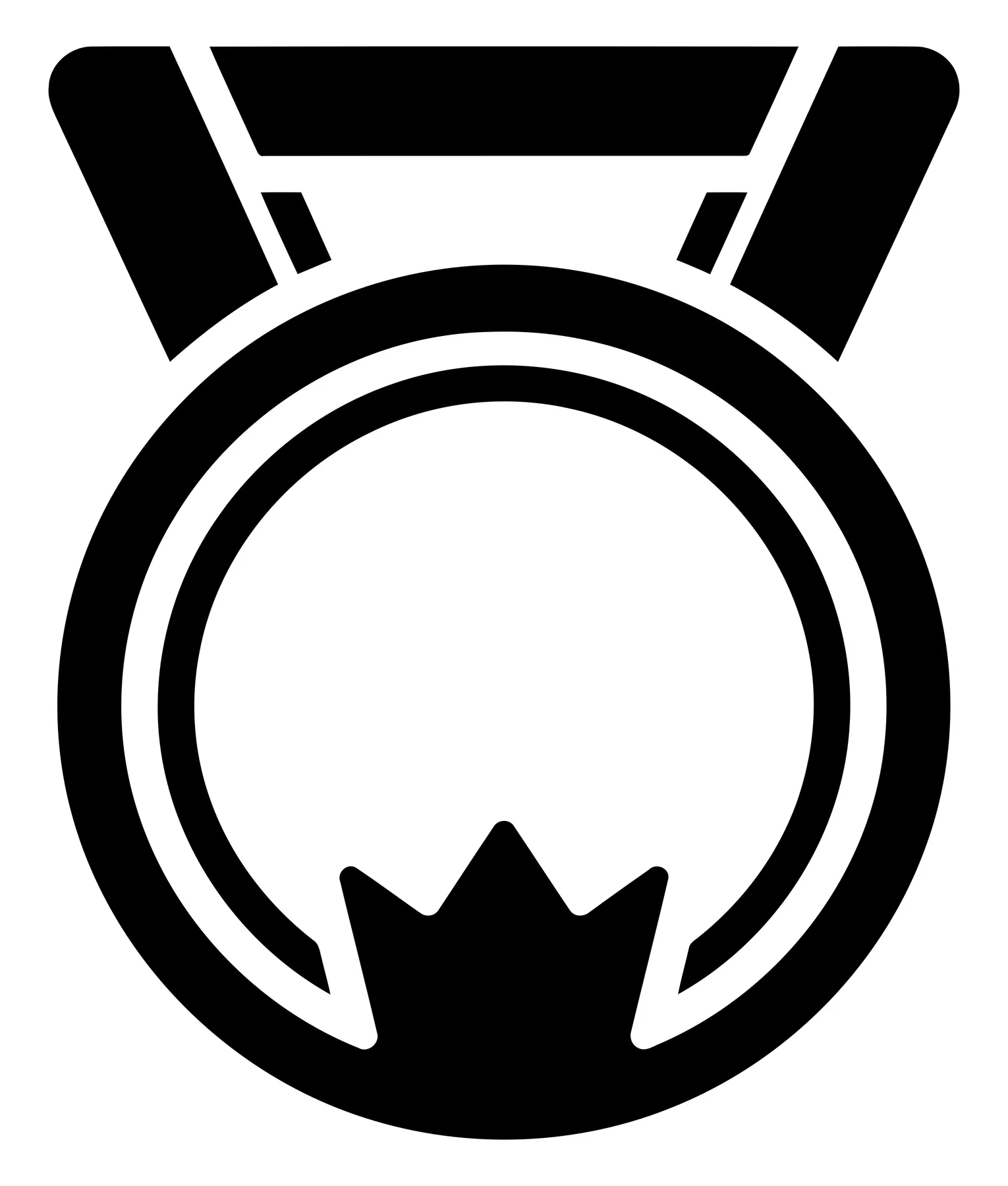 Black and white award medal icon with crown emblem