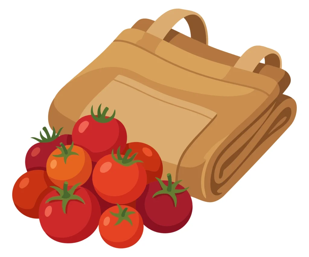 bag with fresh tomatoes