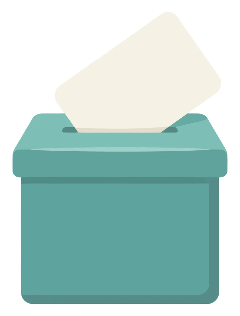 ballot box with paper, flat icon