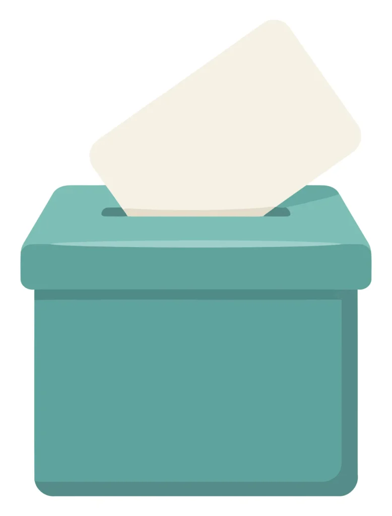 ballot box with paper, flat icon