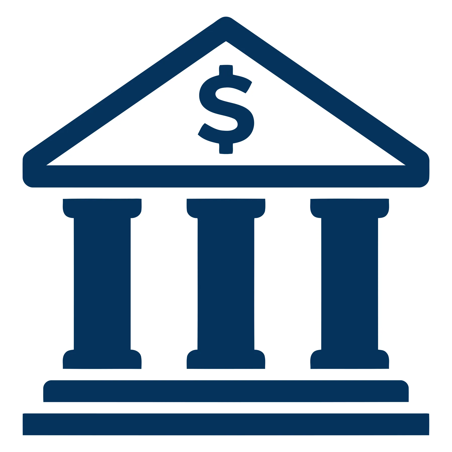 Flat Vector Icon of Bank Building with Dollar Sign