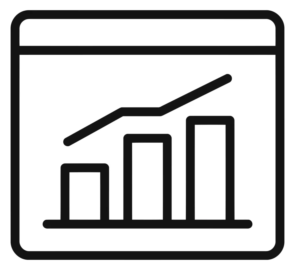 bar chart and line graph icon representing business growth, data analysis, and performance metrics