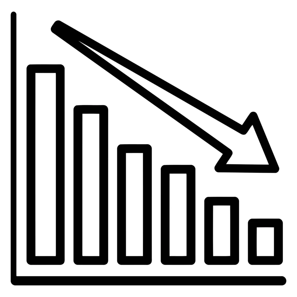 bar chart icon showing a downward trend
