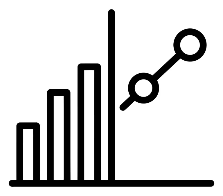 bar chart with a rising trend line, business growth icon, vector illustration