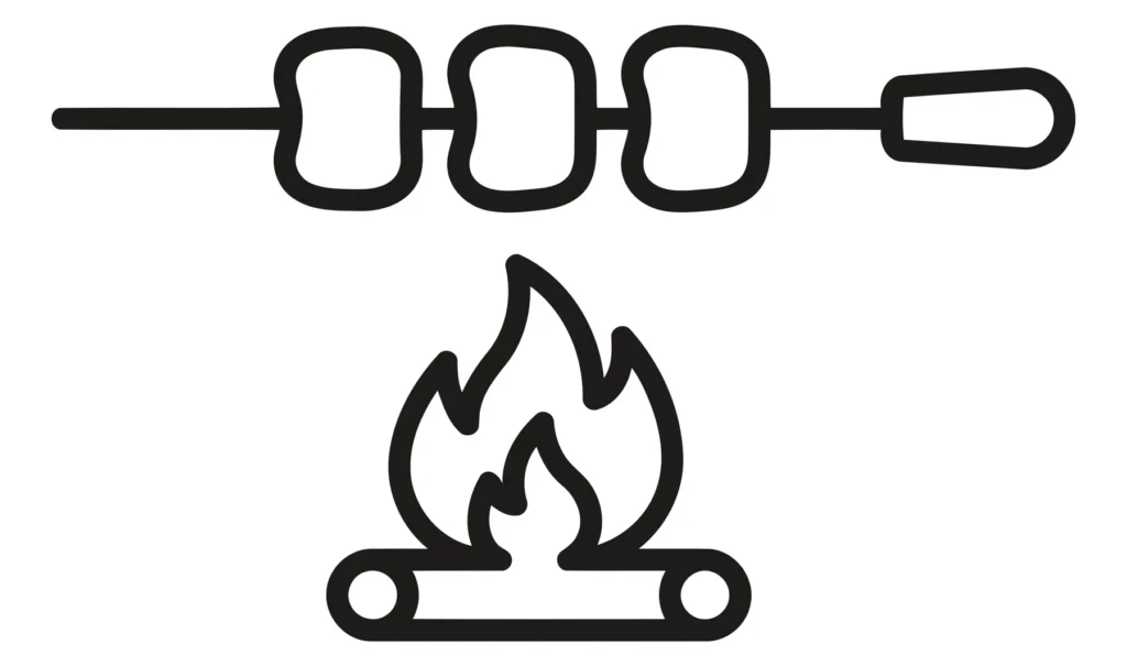 barbecue skewer cooking over a campfire icon