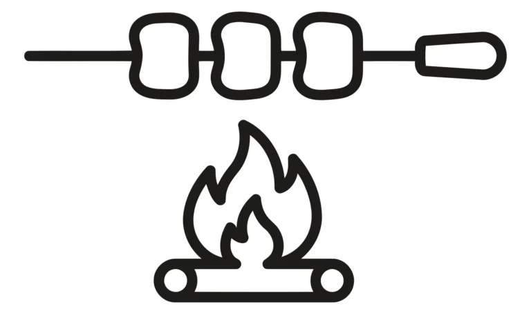 barbecue skewer cooking over a campfire icon