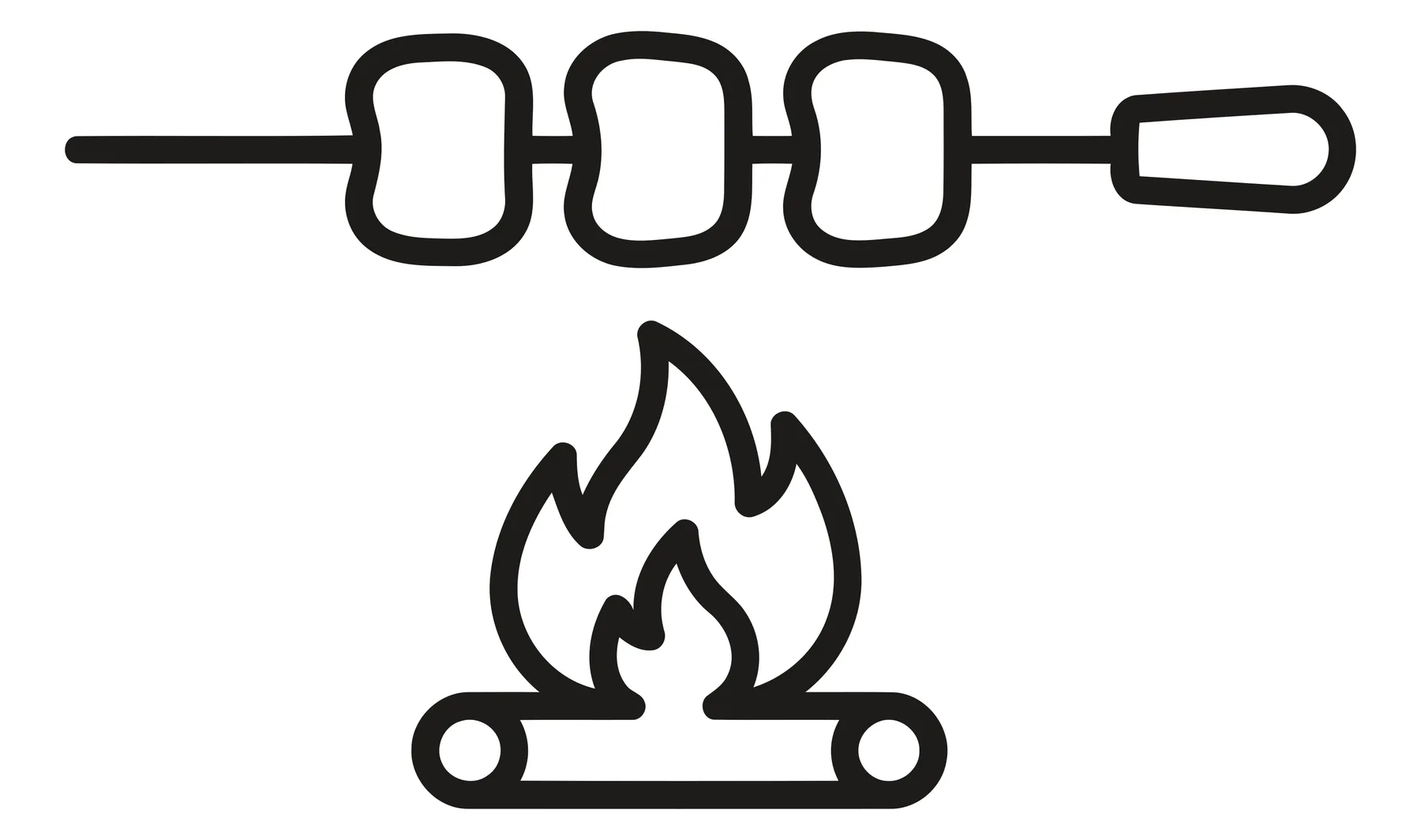 barbecue skewer cooking over a campfire icon