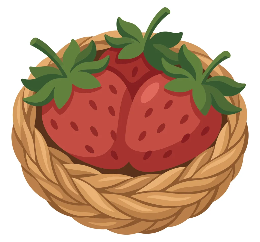 basket of ripe red strawberries in a wicker container