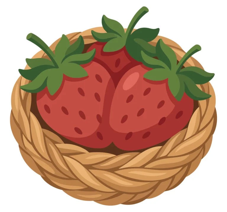 basket of ripe red strawberries in a wicker container