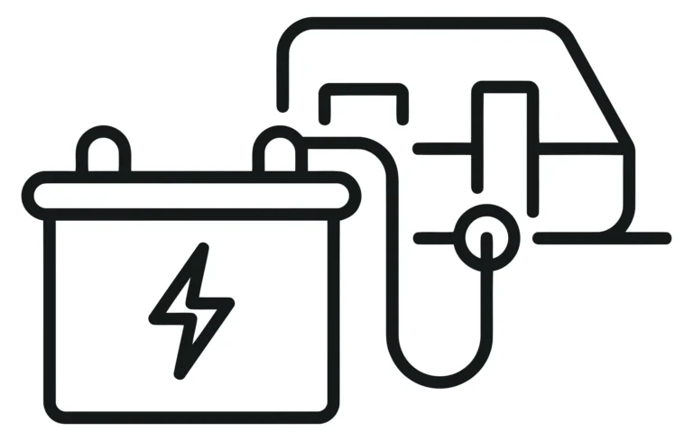 battery charging icon, power source connected to a vehicle