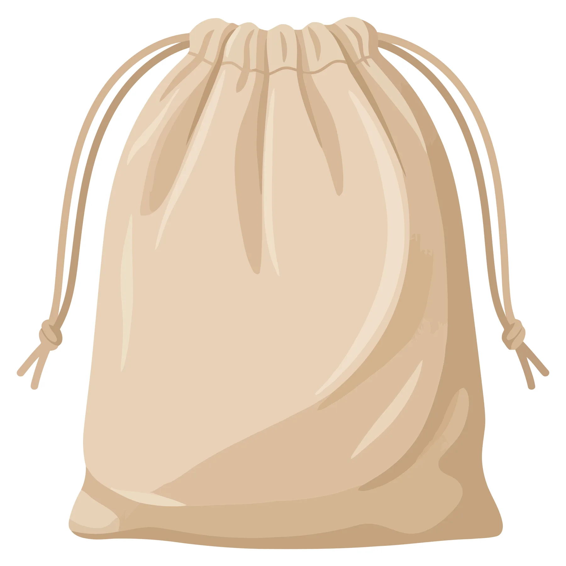 Beige Cloth Drawstring Pouch Bag Vector Illustration