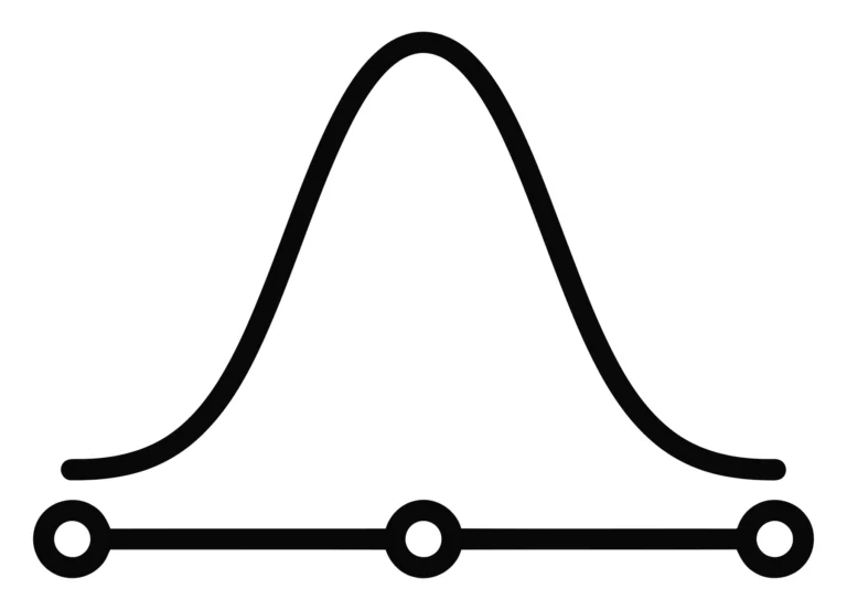 Bell Curve Icon with Data Points on Horizontal Line