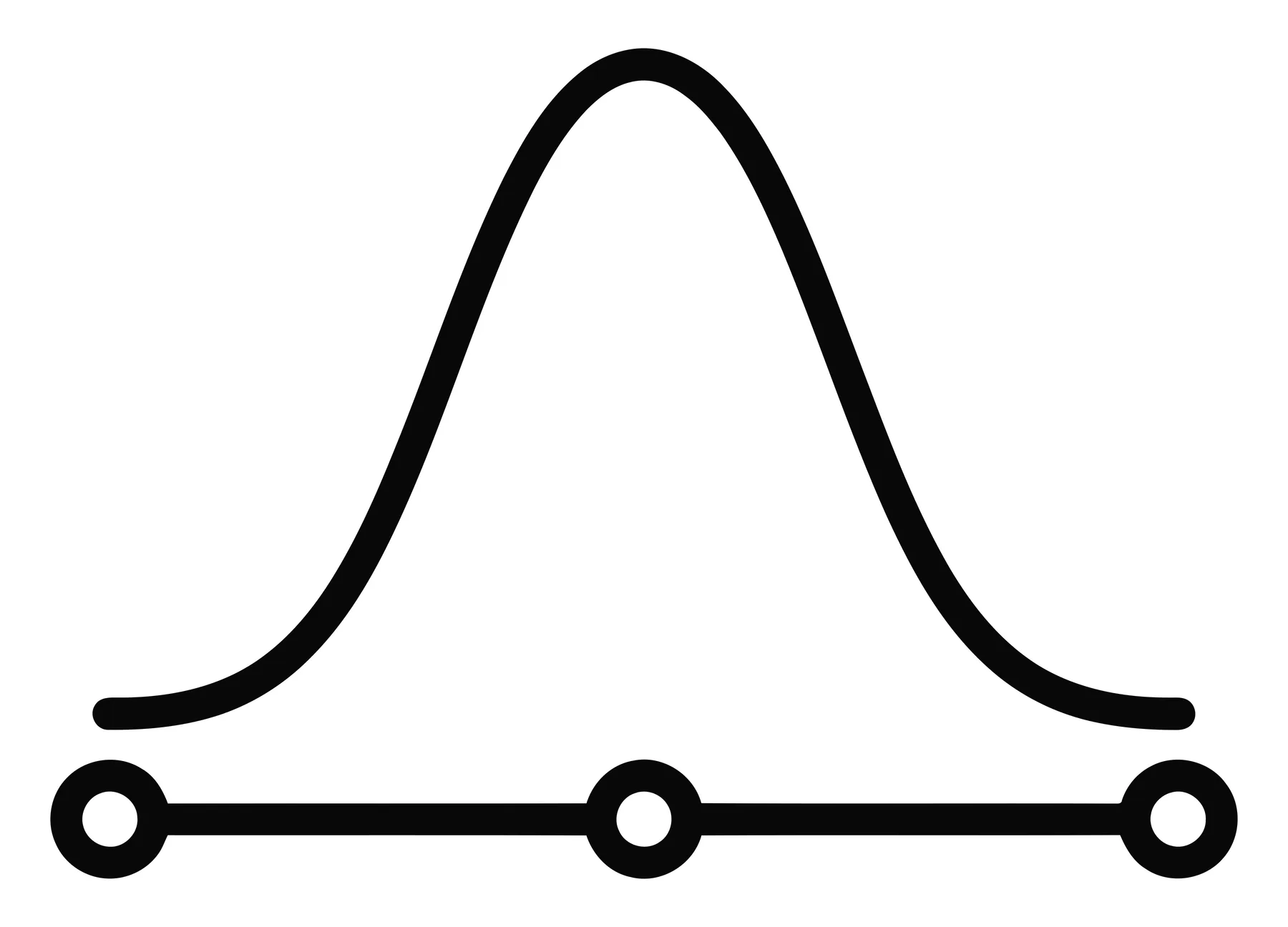 Bell Curve Icon with Data Points on Horizontal Line