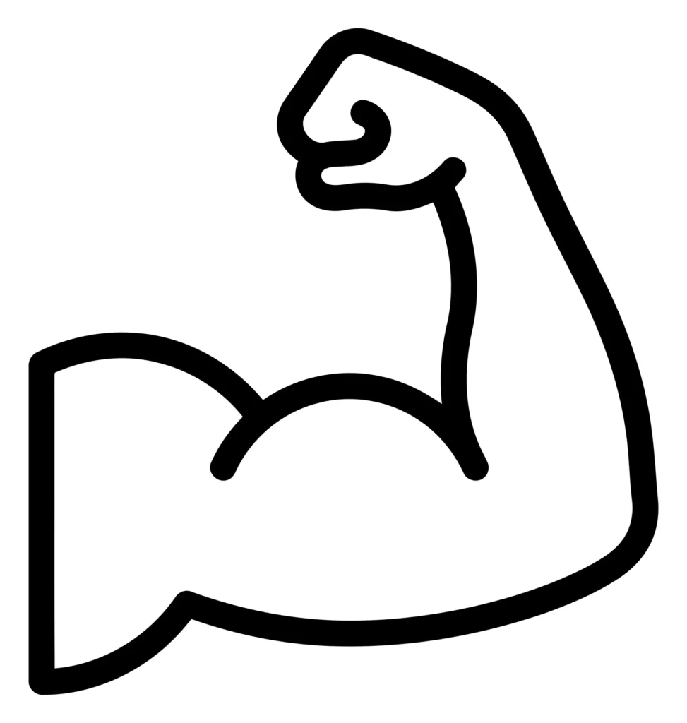 bicep muscle icon, flexed arm symbol, strong arm sign, vector illustration