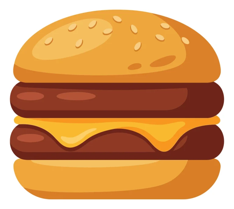 big tasty double cheeseburger with sesame bun, two meat patties and melted cheese isolated on white background