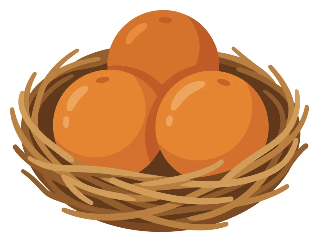 bird nest with three brown eggs vector illustration
