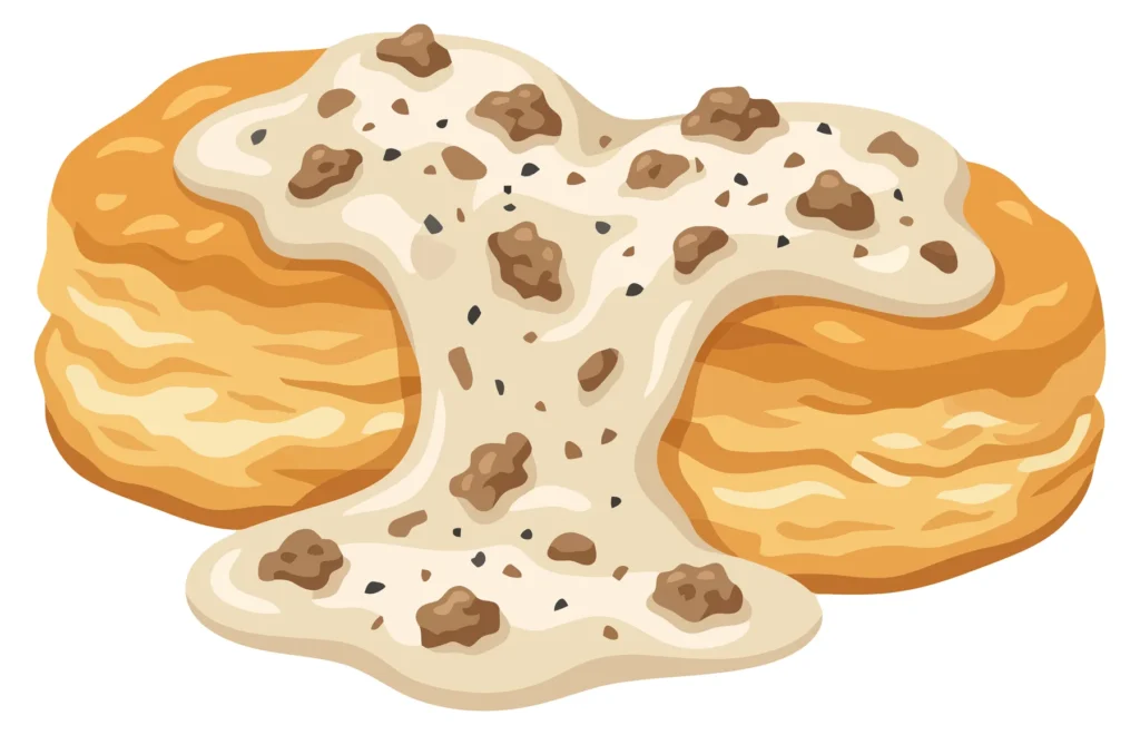 biscuits and gravy breakfast dish