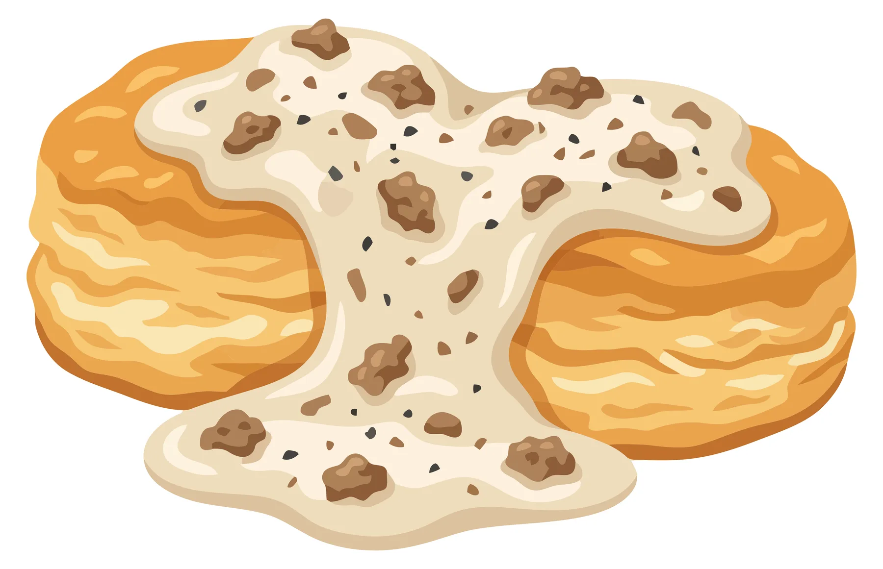 Illustrated Biscuits and Gravy Breakfast Dish