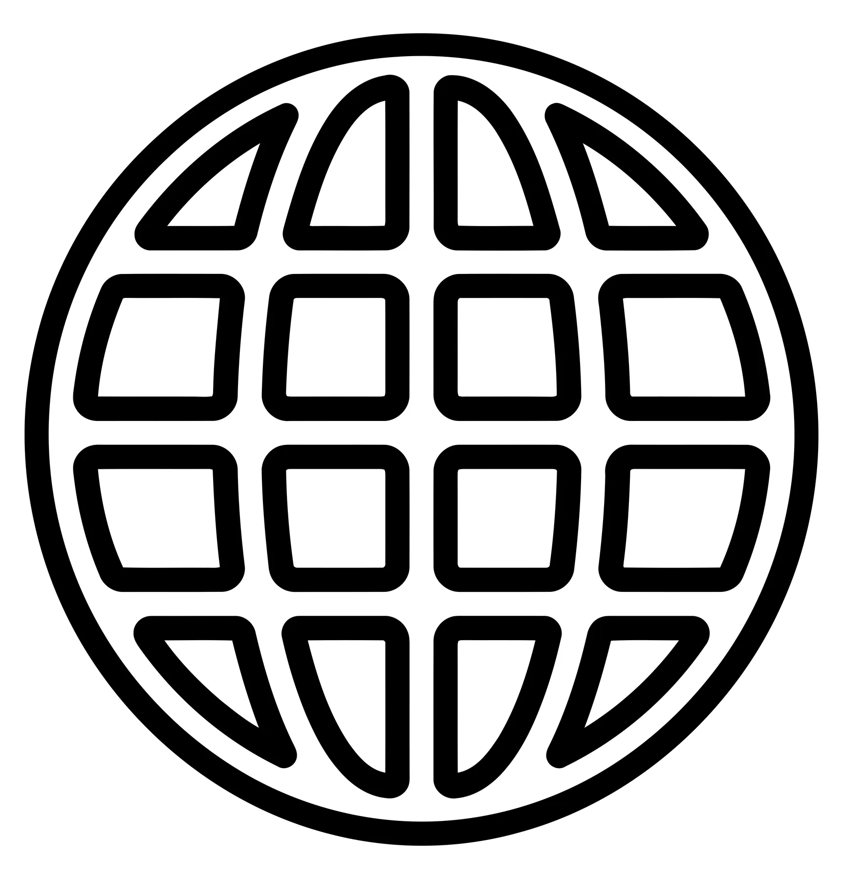 Minimalist Globe Icon in Black and White Line Art