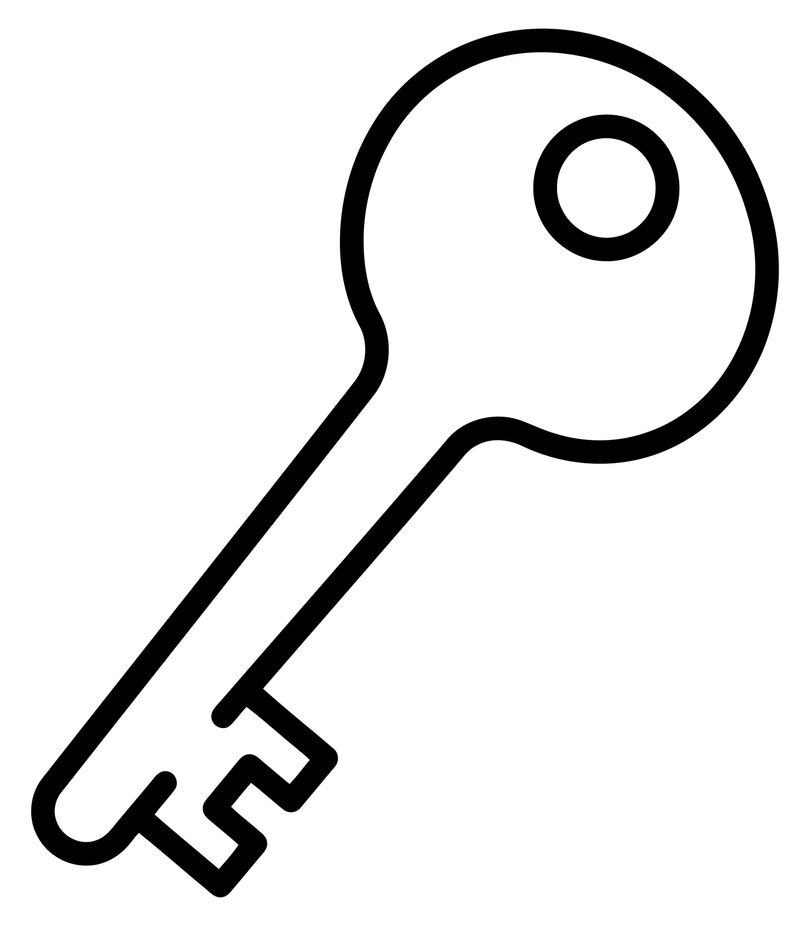 Classic Door Key Black and White Line Art Illustration