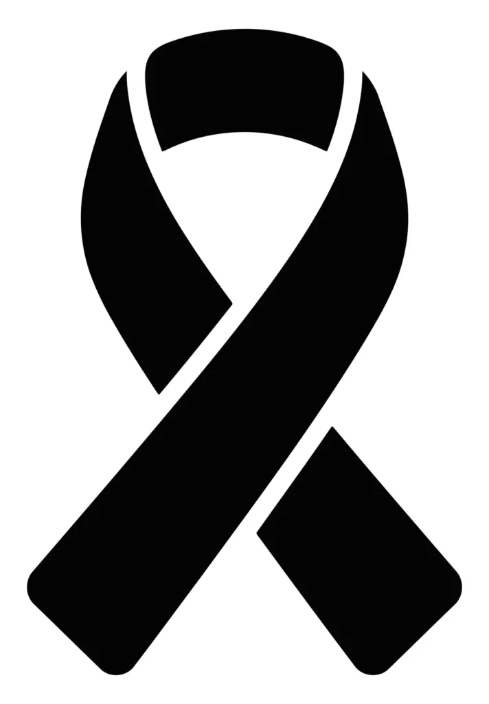 black awareness ribbon symbol for support and solidarity