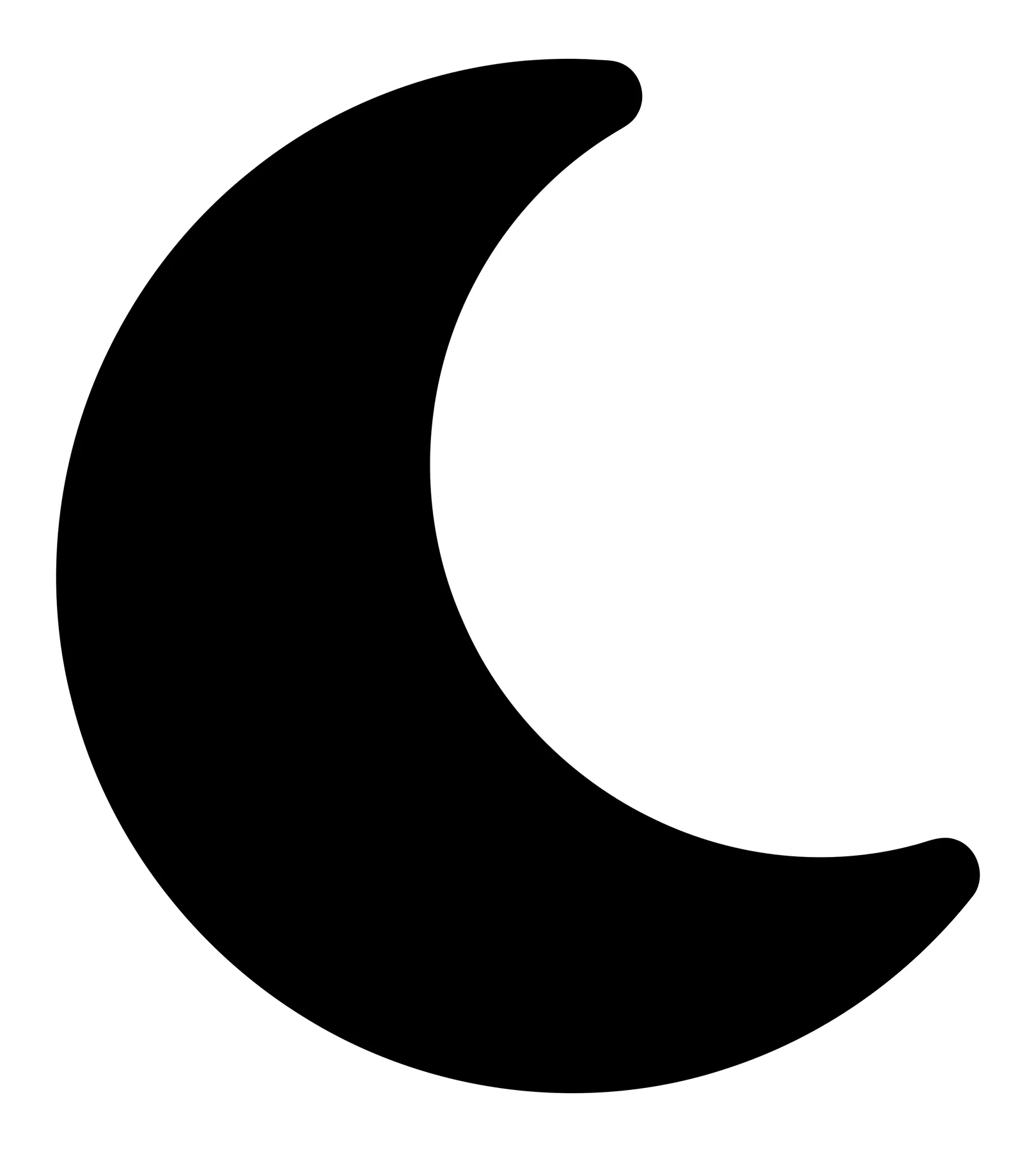 Black Crescent Moon Silhouette Vector Icon