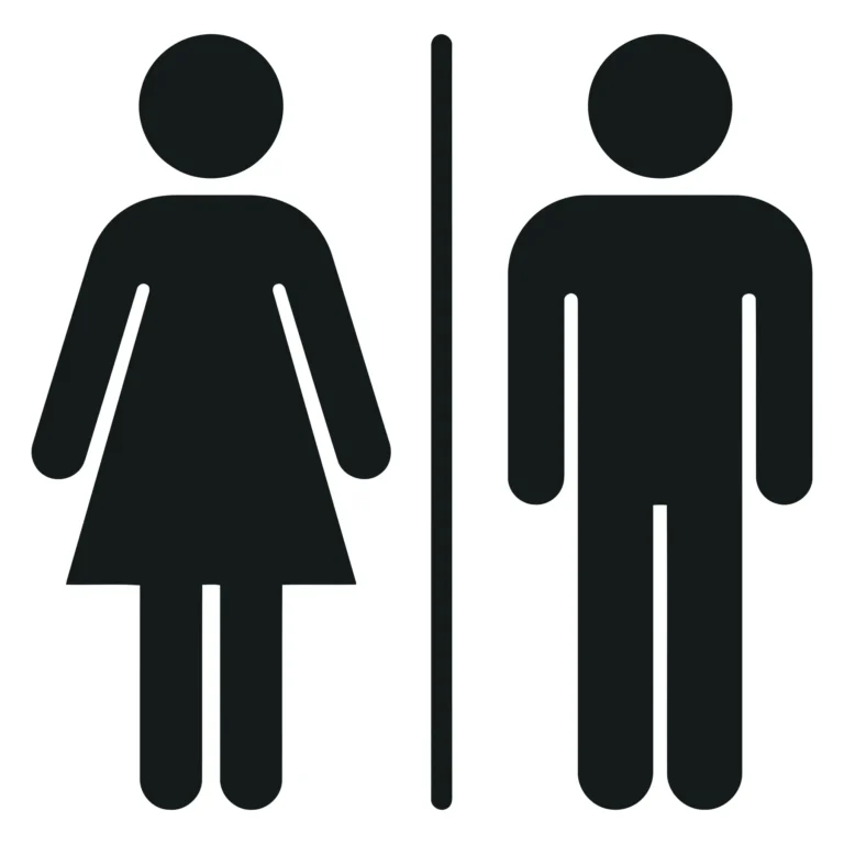black silhouette icon of male and female restroom signs