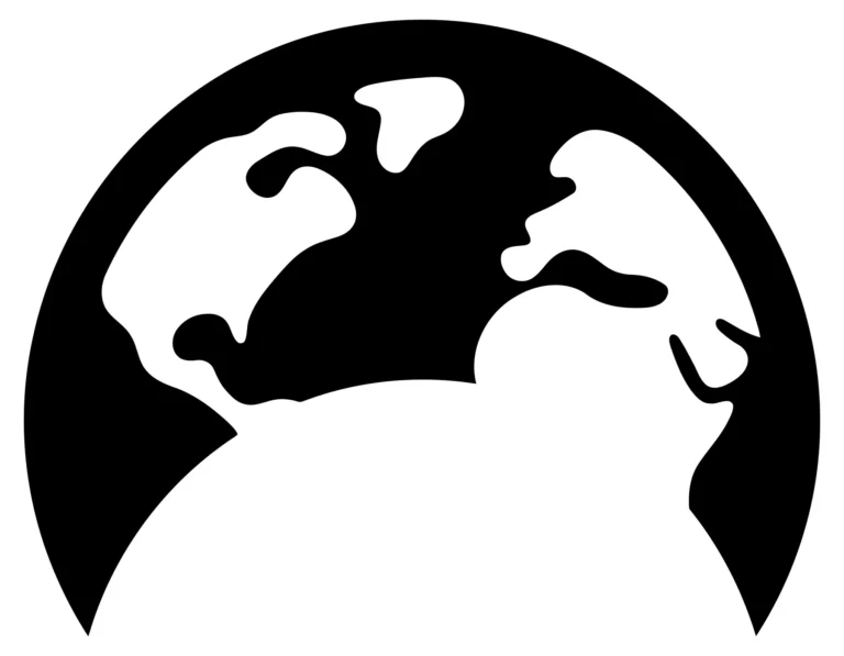 Minimalist Black and White Earth Globe Icon