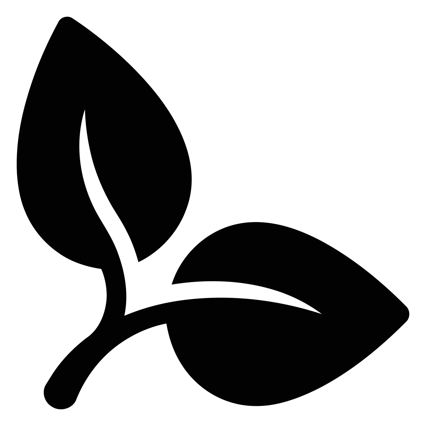 Minimalist Black Leaf Icon on Stem