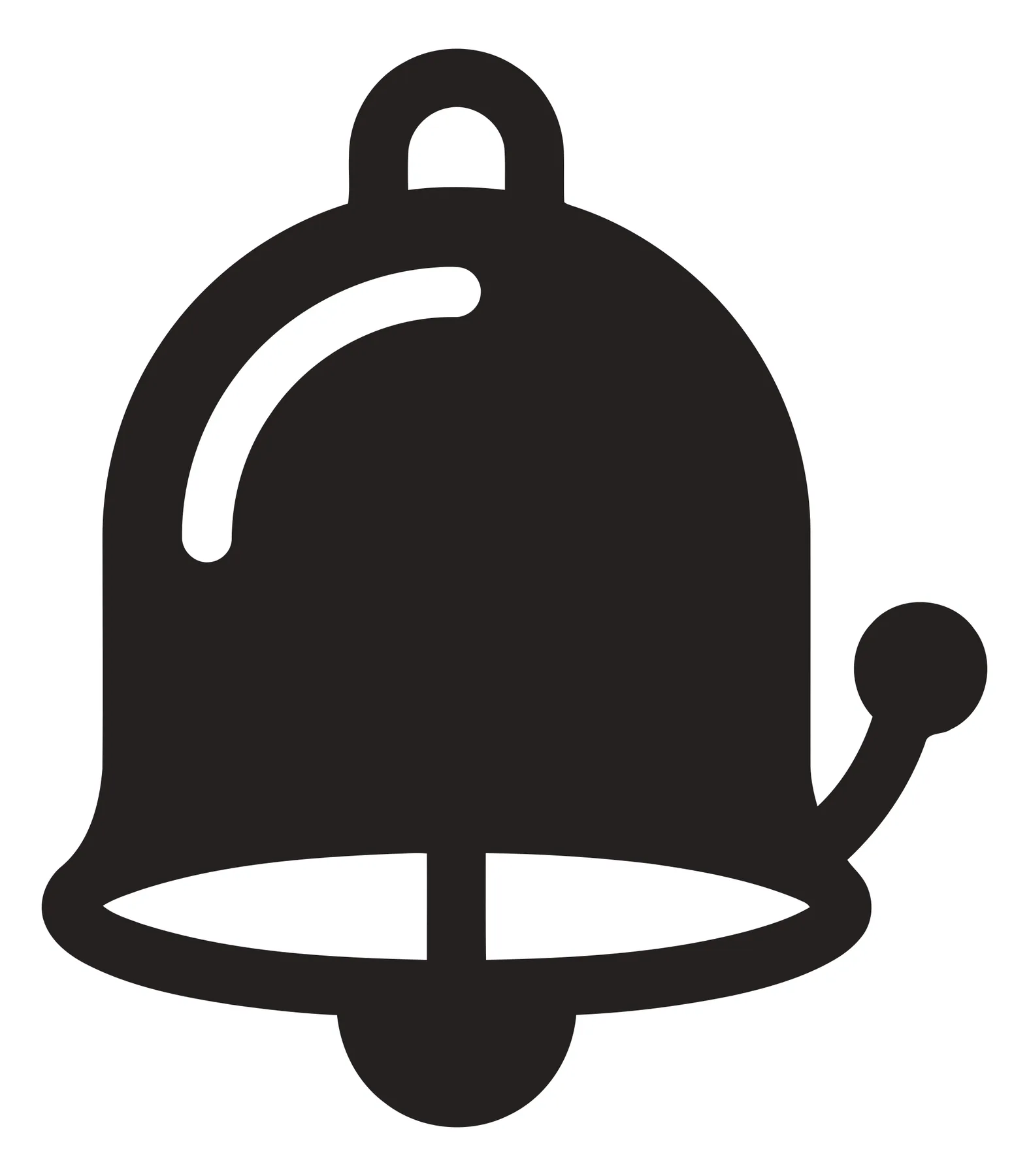 Black Silhouette Hand Bell Icon Vector