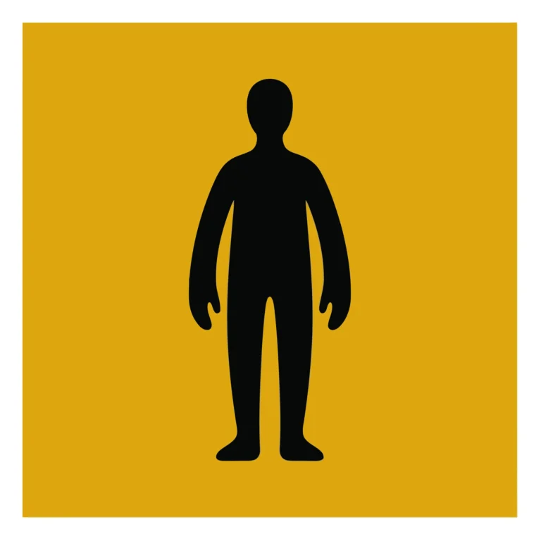 black silhouette of a human standing on yellow background vector icon