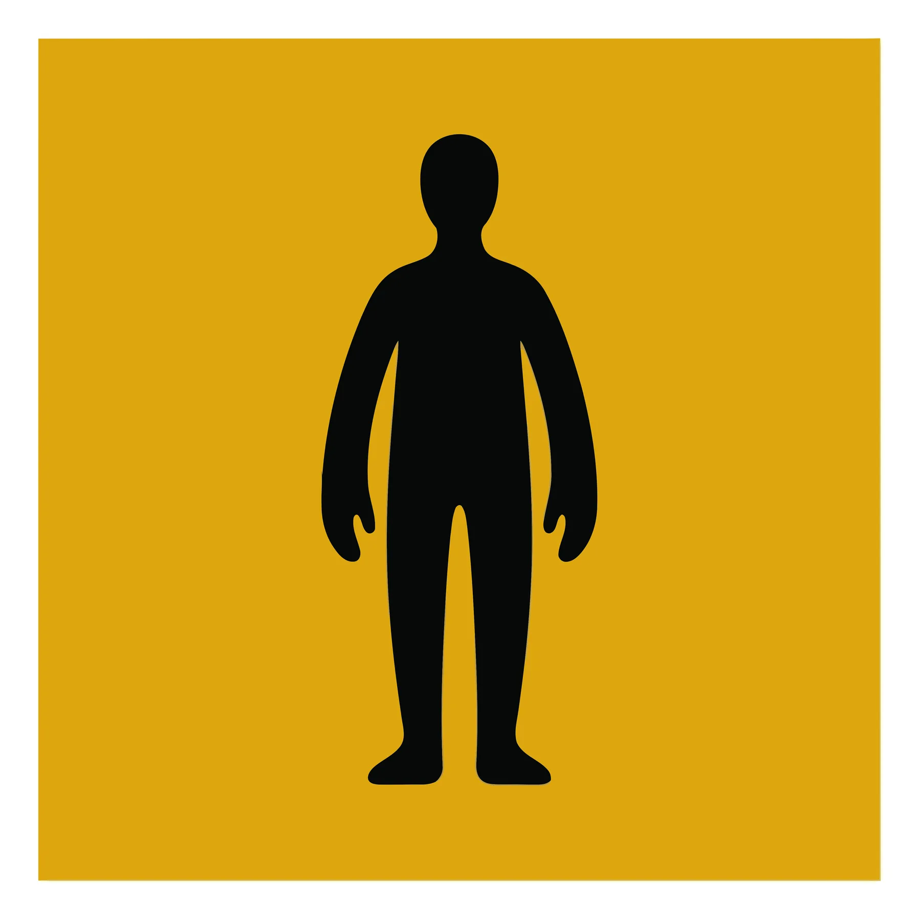 Black Human Silhouette Icon on Yellow Background