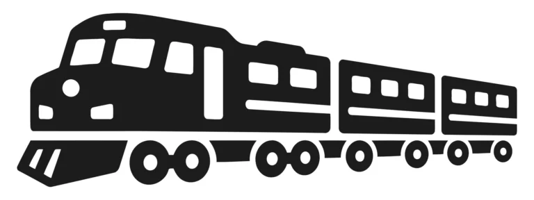 Minimalist Black Passenger Train Silhouette Icon