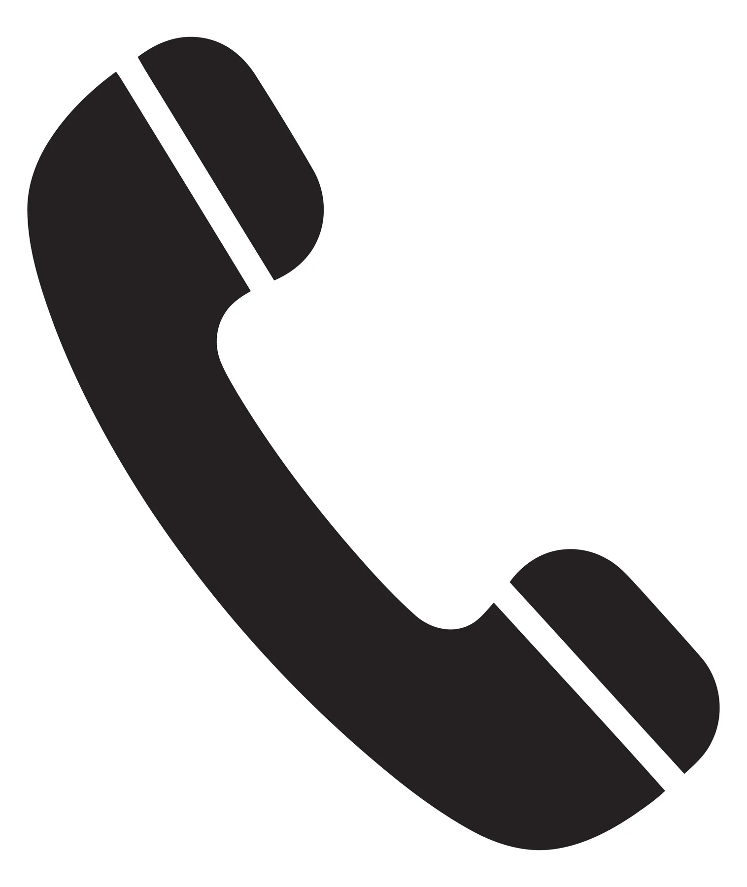 Black Telephone Handset Icon in Minimalist Style