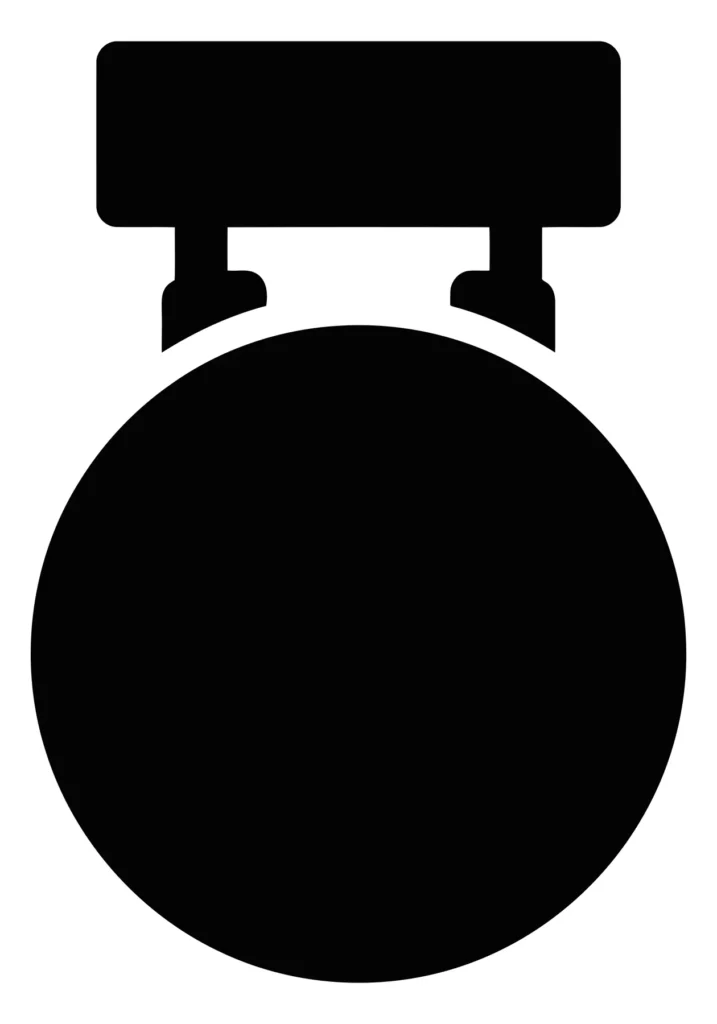 blank medal or badge icon with a ribbon header, representing achievement, award, or certification, flat vector design element