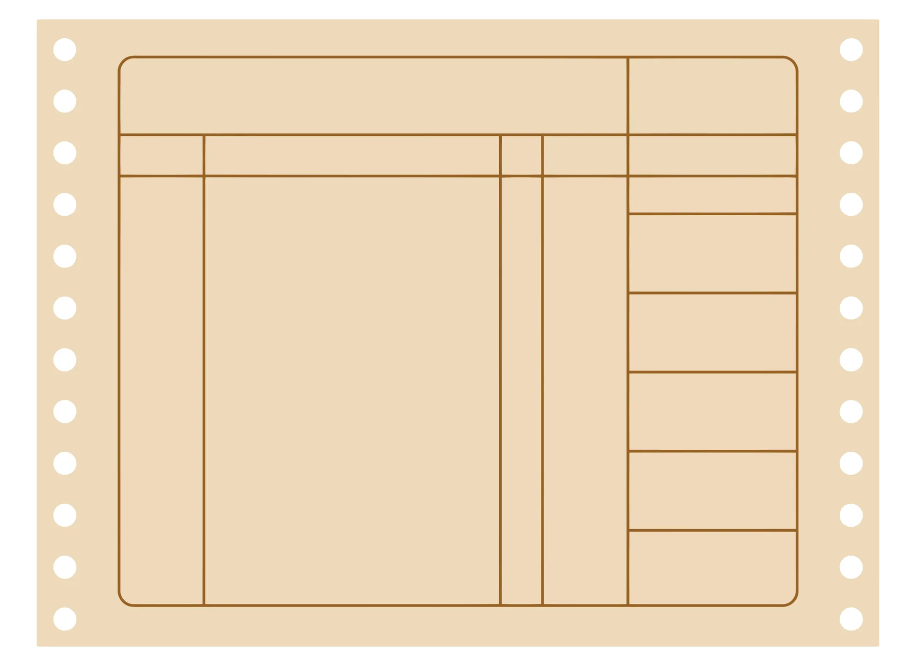 Blank Paper Form with Sprocket Holes Vector Design