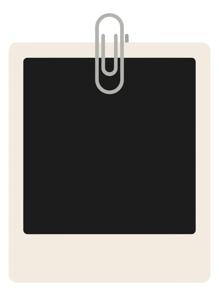 blank polaroid photo frame with paperclip mockup
