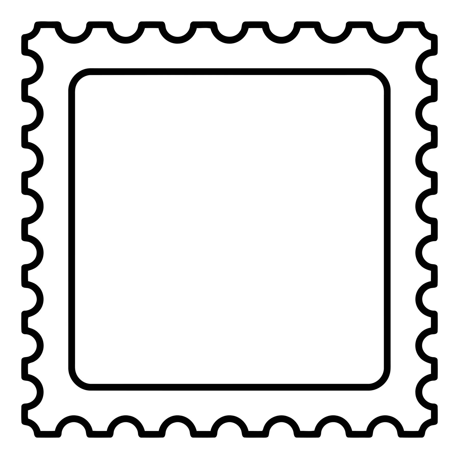 Blank Postage Stamp with Perforated Edges Vector Icon