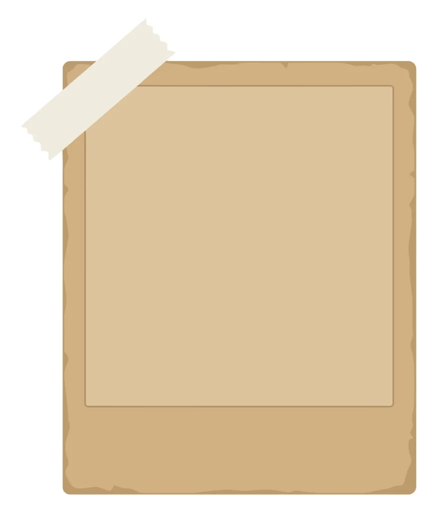 blank vintage photo frame secured with adhesive tape