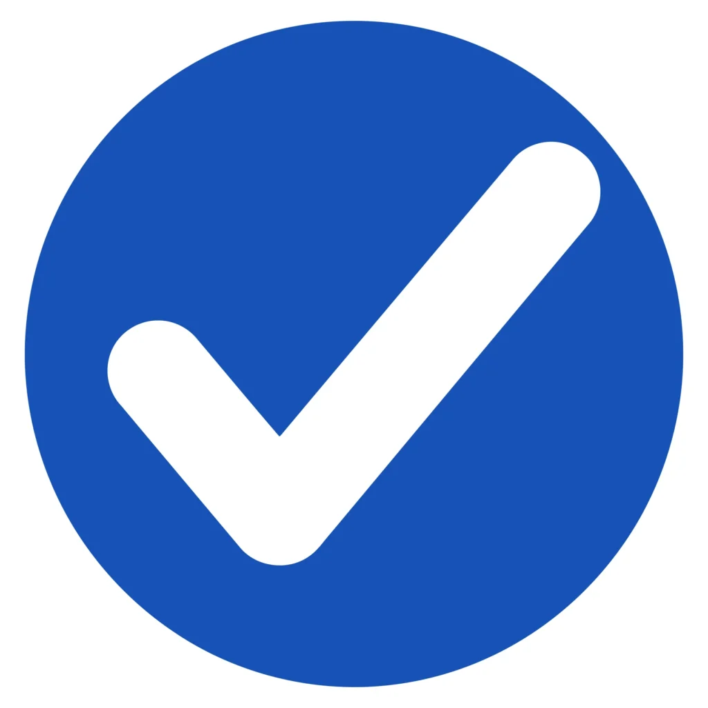 blue check mark icon inside a circle