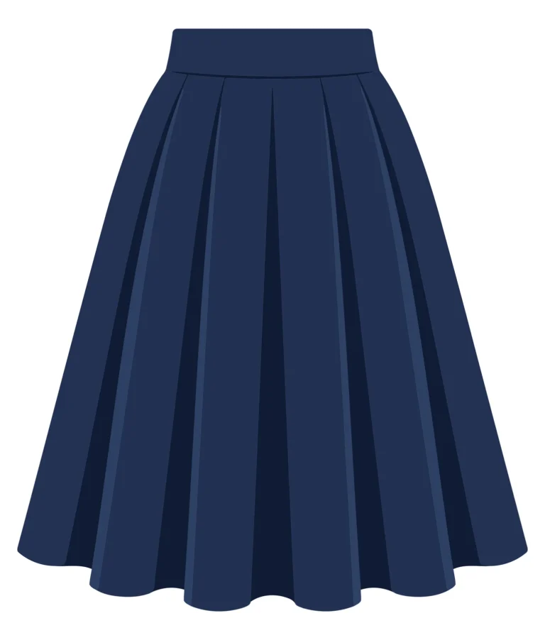 blue pleated skirt