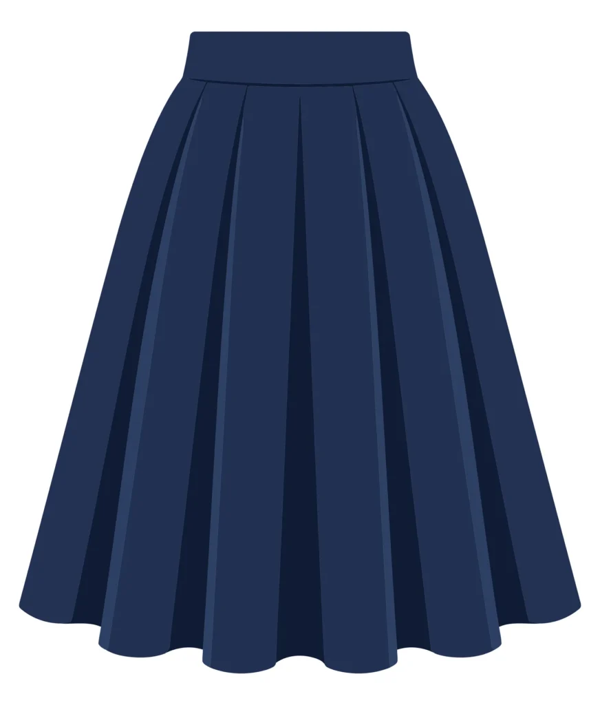 blue pleated skirt