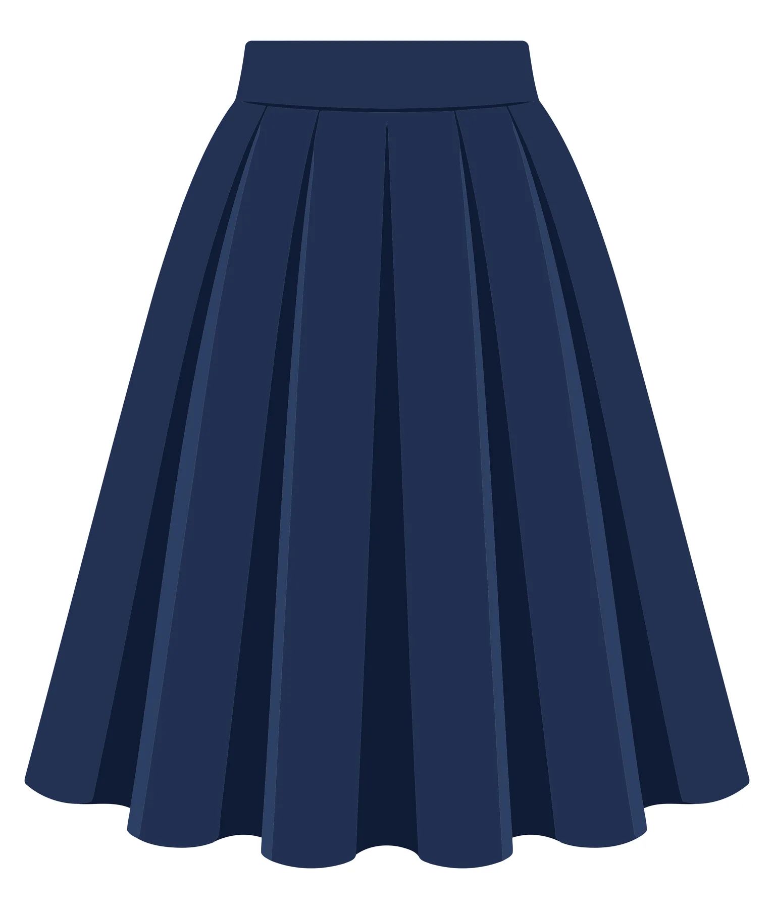 Navy Blue Pleated Skirt Vector Illustration