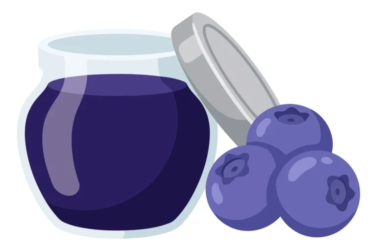blueberry jam in a glass jar and fresh berries isolated on white background