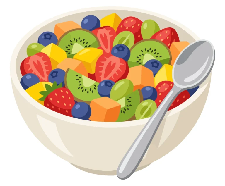 bowl of fresh fruit salad with a spoon